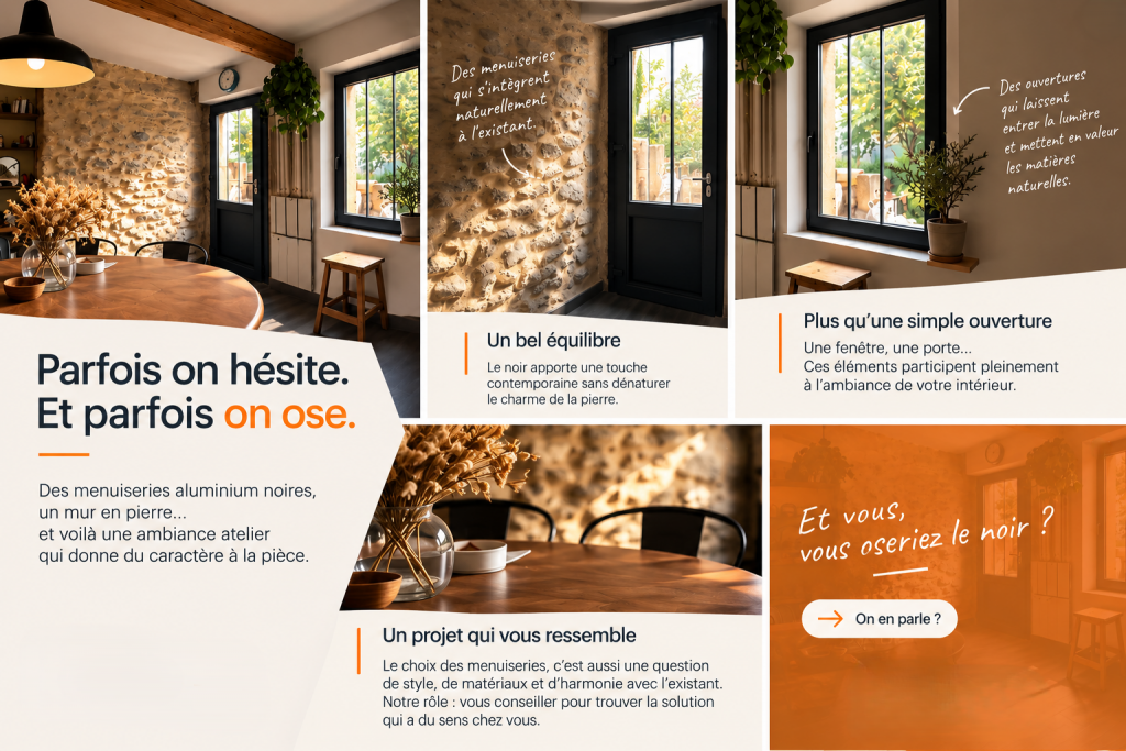 Menuiseries noires pour une ambiance chaleureuse